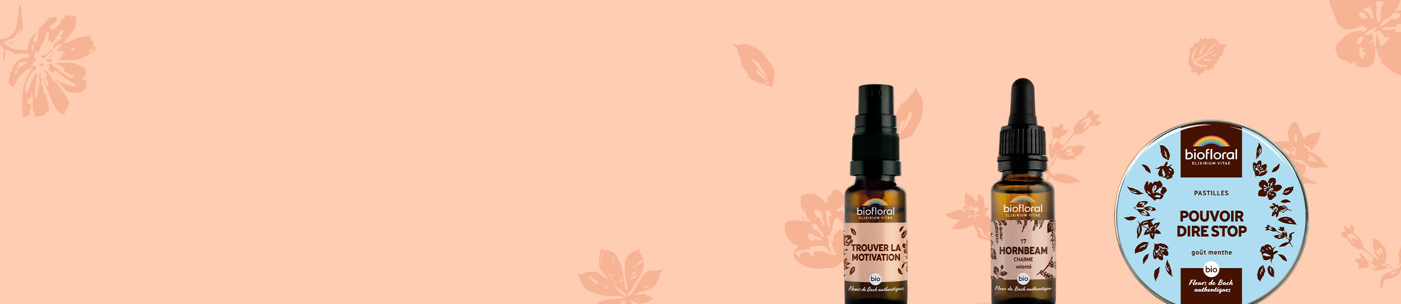 Trio de produits aux fleurs de Bach bio, conçus pour retrouver vitalité, énergie et bien-être.