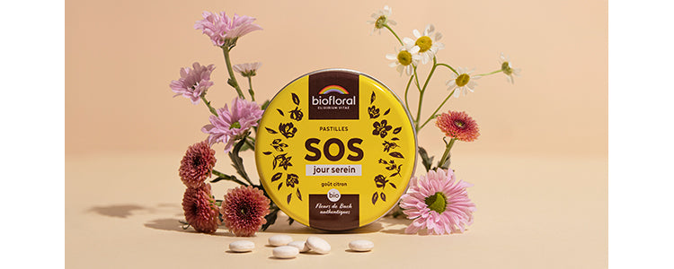 Pastilles aux fleurs de Bach Biofloral, bio, SOS Nuit Paisible pour apaiser l’esprit et favoriser un sommeil réparateur.