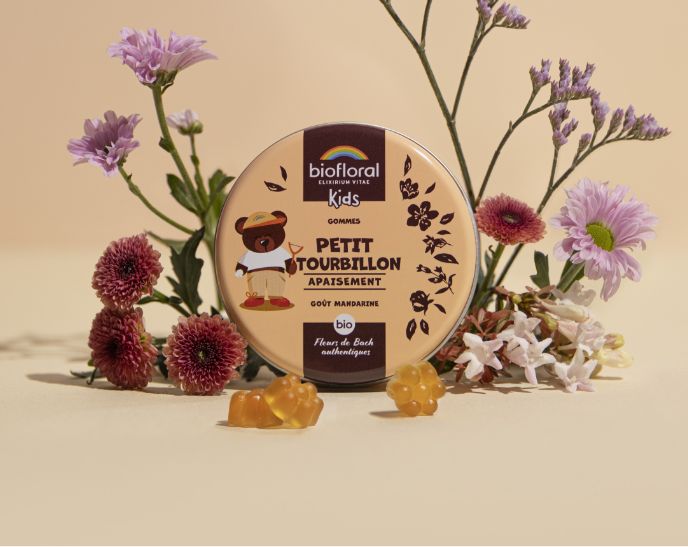 Pastilles bio aux fleurs de Bach pour aider les enfants à apaiser leurs émotions.
