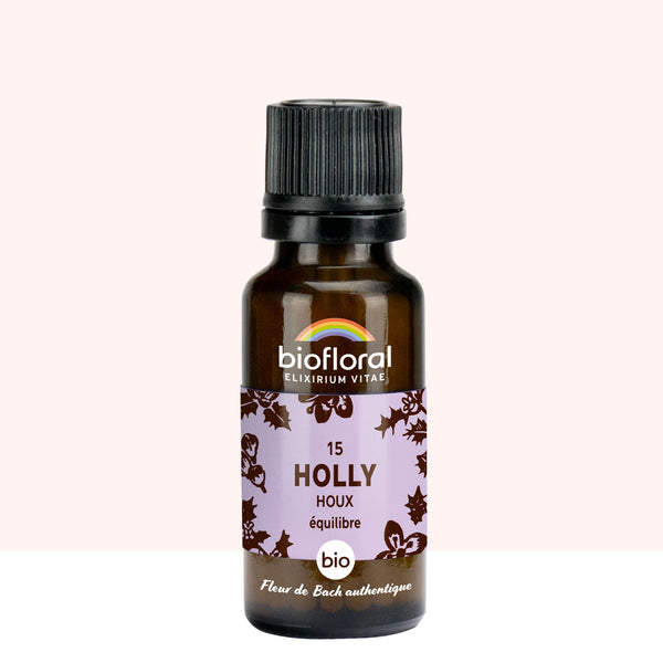 Granules fleurs de Bach Holly bio apaiser jalousie colère et rancunes pour retrouver équilibre émotionnel