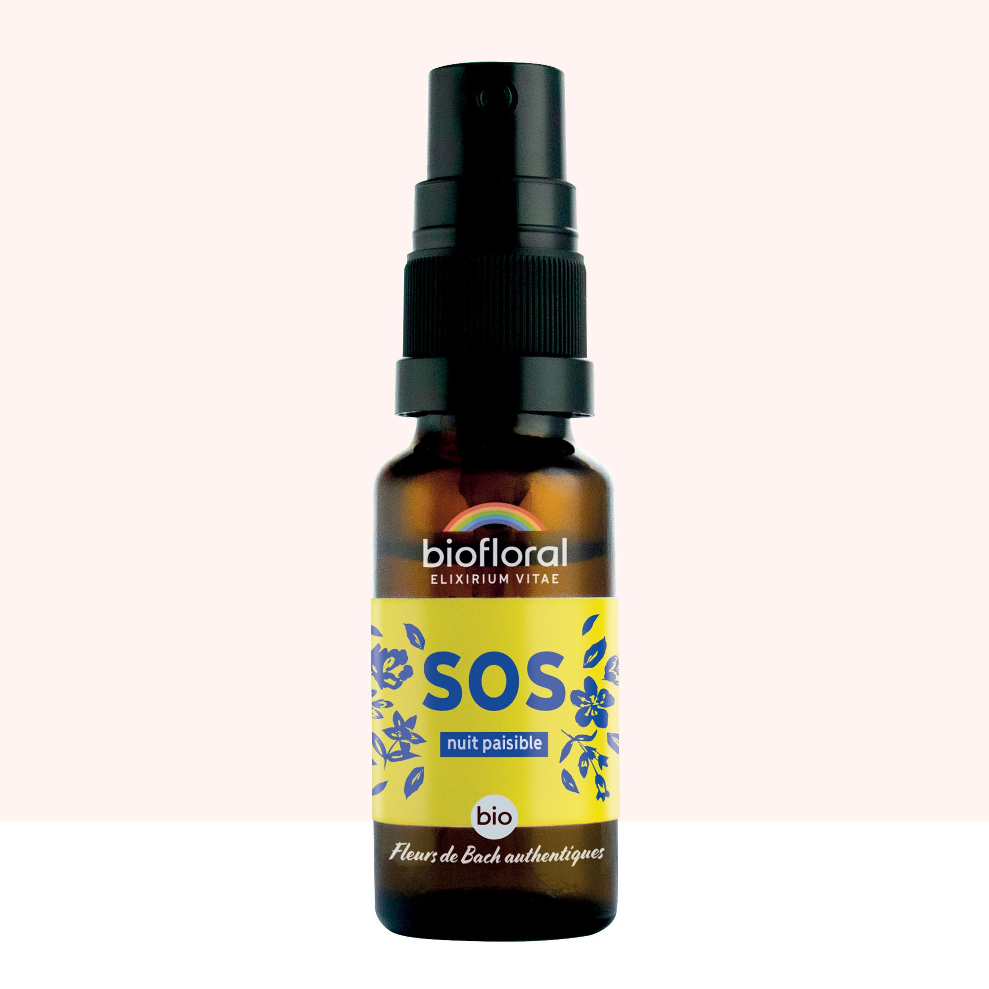Spray Biofloral aux fleurs de Bach SOS Nuit Paisible bio pour mieux dormir.