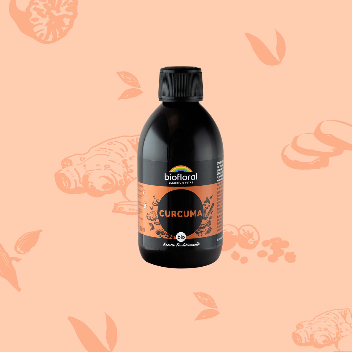 Complément alimentaire buvable au curcuma bio, formulé pour soulager les douleurs inflammatoires.