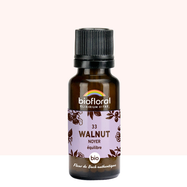 Élixir Walnut Biofloral aux fleurs de Bach pour garder l’équilibre lors des changements de vie.